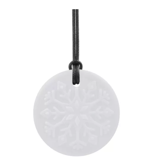 Seguro y con estilo: Collar de copo de nieve para masticar discreto y relajarse