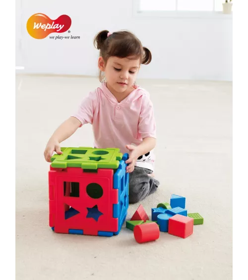 "Learning Cube" - da 10 mesi - Dimensioni: Elemento dadi 21 cm x 21 cm, altezza delle forme 2, 4 e 6 cm