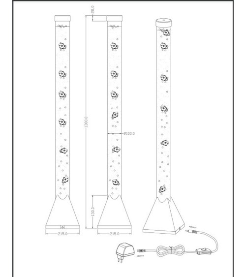 Water column incl. Wooden base and deco floating fish