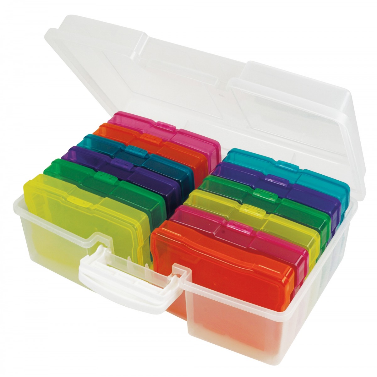 Color box in case: Transparent boxes for inclusive organization and storage