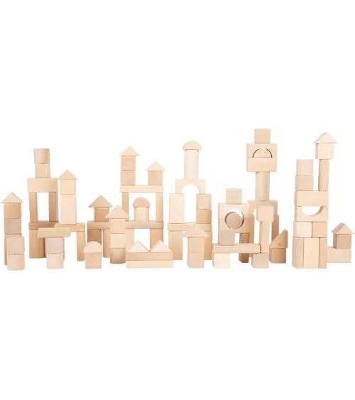 Construction en bois blocs-natur- en sac - 100 pièces - Dimensions: ca. 9 x 3 x 1 cmMatériau: bois - Tissu