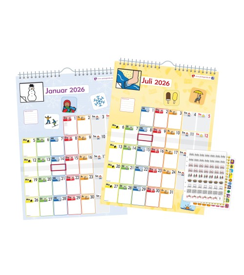 Pictogenda großer Wandkalender 2026 "Metacom" inkl. Piktogramm-, Emoticon- und Kompliment-Aufklebern