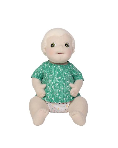 Babypuppe Carl von Rubens Barn, 45 cm groß, mit weichem Körper aus Bio-Baumwoll-Fleece, hellen Hauttönen und weißem Haar.