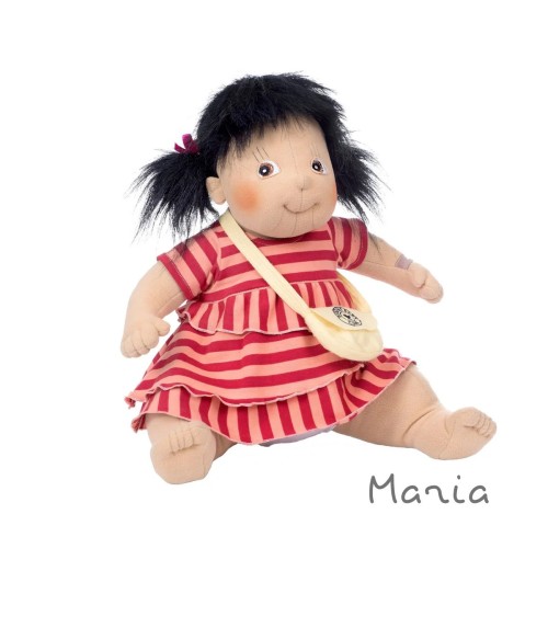 Gran muñeca de tela María (50 cm, 1 kg) con sexo neutral, cuerpo suave y proporciones realistas.