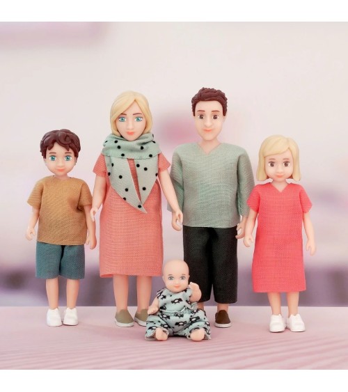 MICKI – Original „Lundby Kindergarten-Puppenset“ – 15 Teile inkl. Rollstuhl, Maßstab 1:18