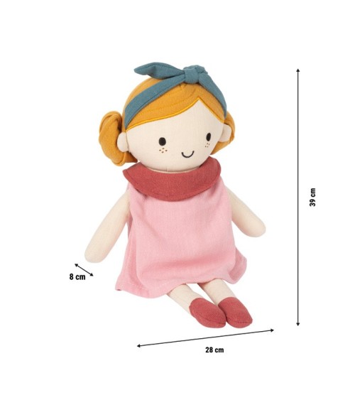 Muñeca de tela Lina 39 cm - Muñeca suave para jugar a la rol e imaginación