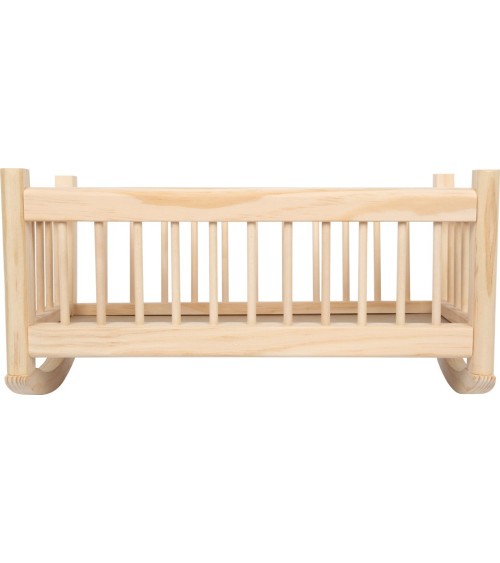 Muñeca de madera natural de cuna con ropa de cama - para muñecas de hasta 39 cm