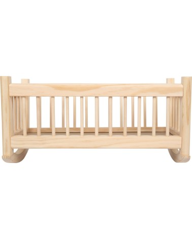 Doll cradle natural wood with bed linen - for dolls up to 39 cm