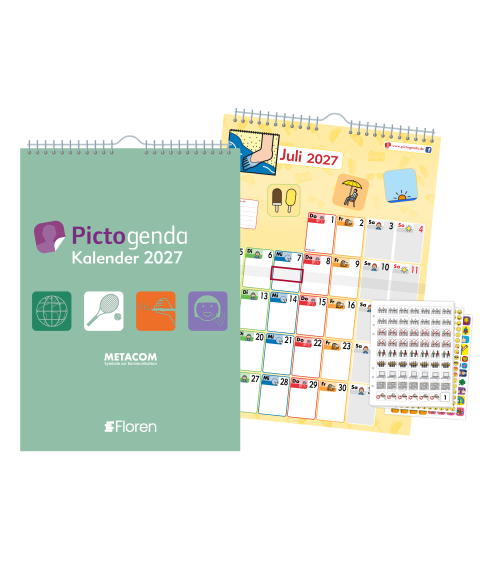 Kopie van Pictogenda großer Wandkalender 2026 "Metacom" inkl. Piktogramm-, Emoticon- und Kompliment-Aufklebern