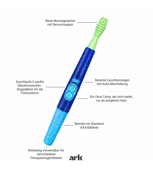 ARK Z-Vibe Plus Vibrationsstift inkl. Massage-Aufsatz für sensomotorische Anwendungen