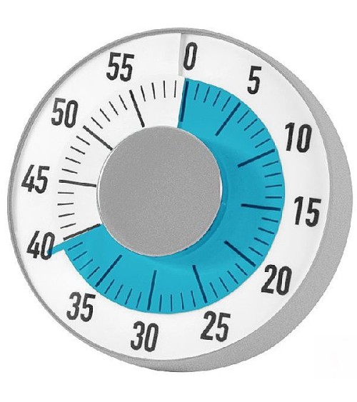 Time hands with colored disc, which clarifies the timeout with ringing signal in the end.
