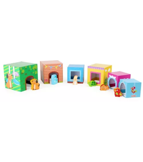 Cubes à charnières avec chiffres Animaux domestiques