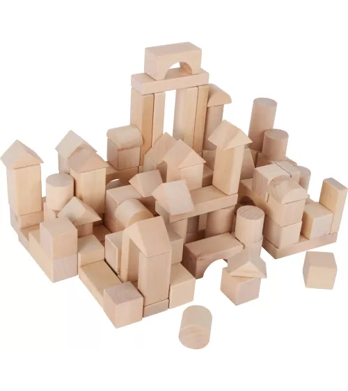 Construction en bois blocs-natur- en sac - 100 pièces - Dimensions: ca. 9 x 3 x 1 cmMatériau: bois - Tissu