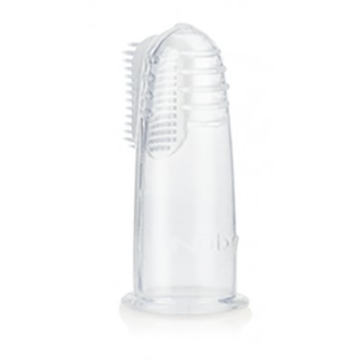 Vinger tandenborstel met opslagdoos gemaakt van extra zachte siliconen en heeft drie verschillende oppervlakken.