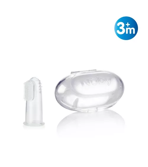 Brosse à dents avec boîte de rangement - en silicone extra doux et a trois surfaces différentes.