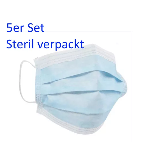 5 pack masques visage médical - type II - jetable dans un sac en poly - stérile & emballé sous vide