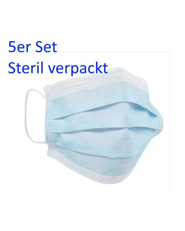 5er Pack medizinische Gesichtsmasken -  Typ II - Einweg im Polybeutel - steril & vakuumverpackt