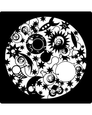 Graphic glass space for the Mathmos Space projector