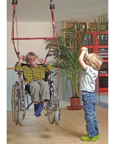 Mobile rolstoel swing voor kinderen in de buurt. Verzamel instructies en transportzak